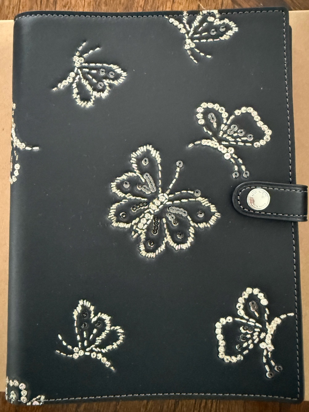 Coach Black Sequin Butterfly Notebook